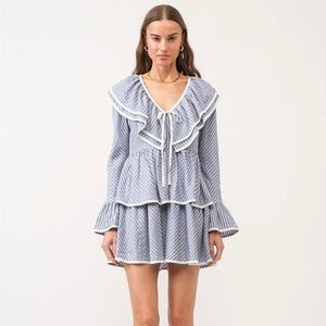 Striped Blue and White Ruffle Dress